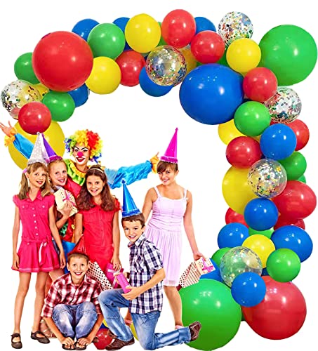 Red Blue Yellow Green Balloon Garland Kit,3 Sizes 18''12''10'Balloon Garland Kit,Latex Balloons for Mario Birthday Carnival Circus Party Decorations