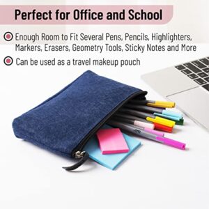 Mr. Pen- Pencil Case, 3 Pack, Blue, Felt Fabric Pencil Case, Pencil Pouch, Felt Pencil Case, Felt Pouch Small, Pen Bag, Pencil Pouch Small, Pen Case, School Supplies, Felt Pencil Bag, Pencil Case