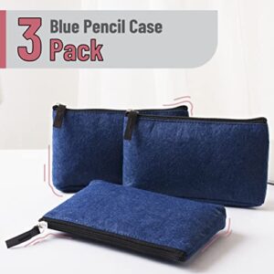 Mr. Pen- Pencil Case, 3 Pack, Blue, Felt Fabric Pencil Case, Pencil Pouch, Felt Pencil Case, Felt Pouch Small, Pen Bag, Pencil Pouch Small, Pen Case, School Supplies, Felt Pencil Bag, Pencil Case