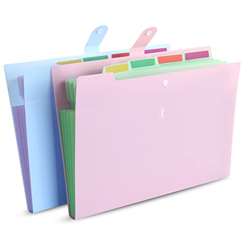 Mr. Pen- Expanding File Folder, 2 Pack, 5 Pocket, Accordion Folder with Lables, Expandable Folder, Accordian Folder Organizer, File Folder Organizer, Accordion File Organizer, Multi Pocket Folder