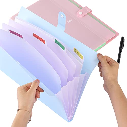 Mr. Pen- Expanding File Folder, 2 Pack, 5 Pocket, Accordion Folder with Lables, Expandable Folder, Accordian Folder Organizer, File Folder Organizer, Accordion File Organizer, Multi Pocket Folder