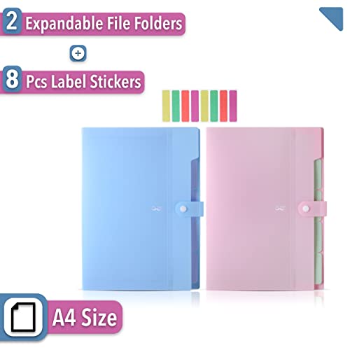 Mr. Pen- Expanding File Folder, 2 Pack, 5 Pocket, Accordion Folder with Lables, Expandable Folder, Accordian Folder Organizer, File Folder Organizer, Accordion File Organizer, Multi Pocket Folder