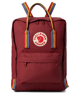 fjällräven kånken rainbow backpack for men, and women - durable fabric with adjustable shoulder straps, and lightweight backpack ox red/rainbow pattern one size one size