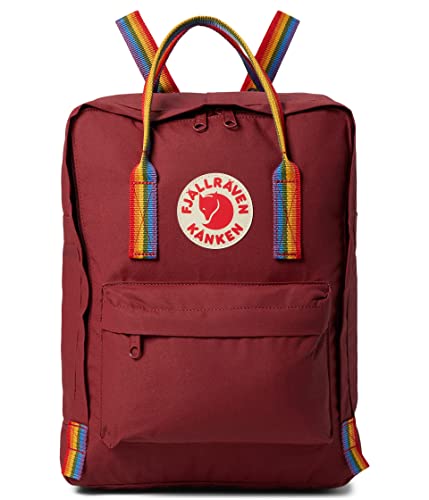 Fjällräven Kånken Rainbow Backpack for Men, and Women - Durable Fabric with Adjustable Shoulder Straps, and Lightweight Backpack Ox Red/Rainbow Pattern One Size One Size