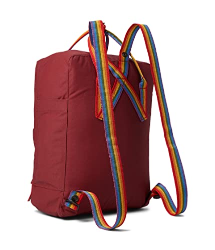 Fjällräven Kånken Rainbow Backpack for Men, and Women - Durable Fabric with Adjustable Shoulder Straps, and Lightweight Backpack Ox Red/Rainbow Pattern One Size One Size