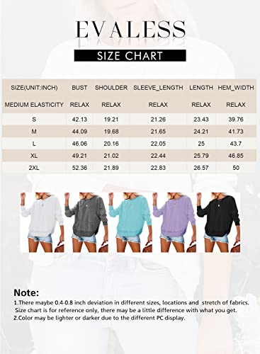 EVALESS White Sweatshirt for Women Long Sleeve Side Split Irregular Curved Hem Tops Comfort Colors Crewneck Cotton Sweatshirts Womens Fall Fashion 2023 Teacher Outfits Casual Loose Pullover Medium