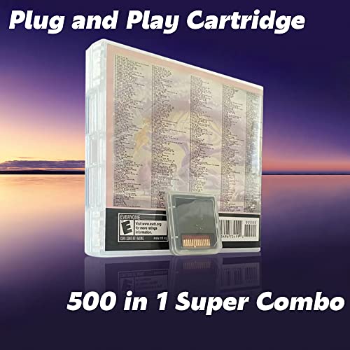 500 in 1 Game Cartridge Classic Nostalgic Games Pack Retro Game Combo Compatible Support with Handheld Dual Screen Console