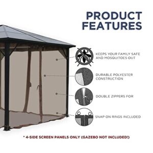 Garden lucky Replacement Gazebo Mosquito Netting 4 Panels for Patio Garden Backyard (12'x12', Brown, Only Netting)