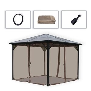 Garden lucky Replacement Gazebo Mosquito Netting 4 Panels for Patio Garden Backyard (12'x12', Brown, Only Netting)