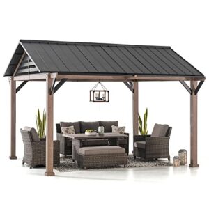 sunjoy hardtop gazebo 13 x 13 ft. outdoor galvanized steel gazebo with metal gable roof and ceiling hook, suit for patio and backyard by summercove, black