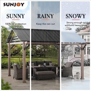 Sunjoy Hardtop Gazebo 13 x 13 ft. Outdoor Galvanized Steel Gazebo with Metal Gable Roof and Ceiling Hook, Suit for Patio and Backyard by SummerCove, Black