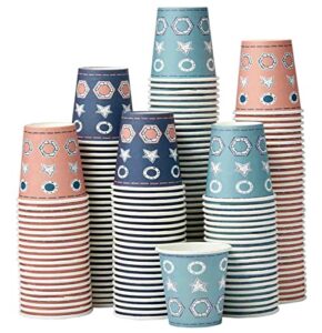 lamosi 300 pack - small paper cups 3 oz, disposable 3oz bathroom cups, mouthwash cups, snacks beverages sampling cups for home party travel, 3 ounce - geometric
