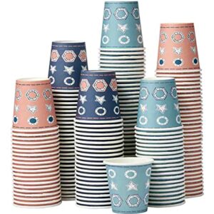 Lamosi 300 Pack - Small Paper Cups 3 oz, Disposable 3oz Bathroom Cups, Mouthwash Cups, Snacks Beverages Sampling Cups for Home Party Travel, 3 Ounce - Geometric