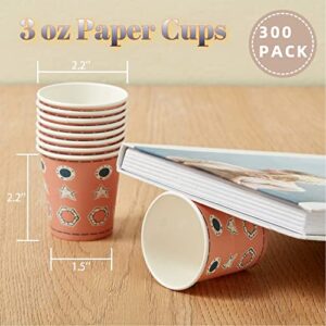 Lamosi 300 Pack - Small Paper Cups 3 oz, Disposable 3oz Bathroom Cups, Mouthwash Cups, Snacks Beverages Sampling Cups for Home Party Travel, 3 Ounce - Geometric