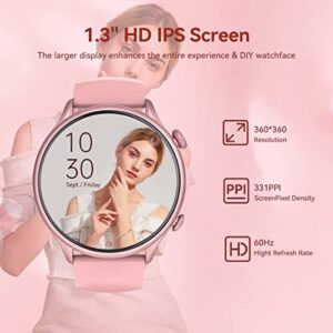 Smart Watch for Women (Answer/Make Call) IP68 Waterproof Smart Watch for Android iOS Phones 1.39 Round Smartwatch Fitness Activity Tracker With Blood Pressure Heart Rate Sports Watch with Step Counter