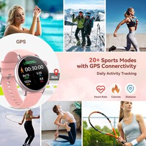 Smart Watch for Women (Answer/Make Call) IP68 Waterproof Smart Watch for Android iOS Phones 1.39 Round Smartwatch Fitness Activity Tracker With Blood Pressure Heart Rate Sports Watch with Step Counter