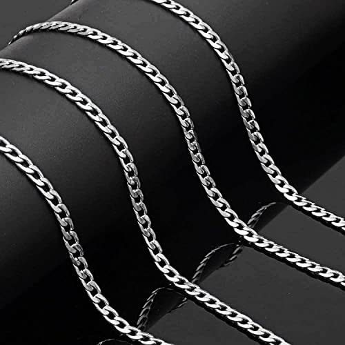 Jishi 16ft Cuban Link Chain Roll 6mm Silver Stainless Steel Necklace Chains for Jewelry Making, DIY Necklace Bracelet Crafts Supplies Findings, Metal Cuban Link Chain w/Lobster Clasps, Jump Rings