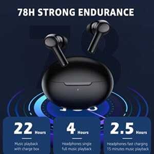 ORIbox True Wireless Earbuds Ear Buds Touch Control with Wireless Charging Case IPX7 Waterproof Bluetooth Headphones in-Ear Built-in Mic Headset Premium Deep Bass for Sport Black