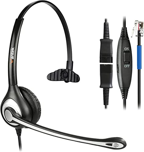 Wantek Phone Headset with Microphone Noise Cancelling and Quick Disconnect Cord, RJ9 Telephone Headsets Compatible with Cisco IP Phones 6851 7821 7841 7861 7941 7942 7945 7962 7965 8811 8841 8845 8851