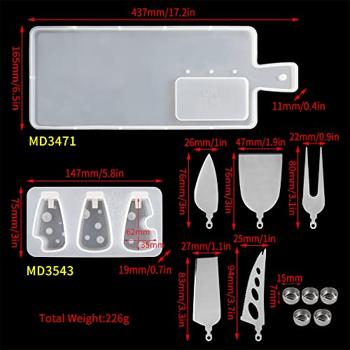 RESIN GO Handle Tray Silicone Molds, Rectangle Cutlery Tableware Serving Plate Epoxy Resin Silicone Molds, Cheese Hilt Handle Moldes for Knife Fork, Handmade Making Tools for Dinnerware Decoration