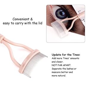 Eyelash Separator Eyelash Comb Lash Separator Tool MSQ Mascara Brush Eyelash Brush Separator Mascara Comb Arc Designed Mascara Applicator With Cover Naked Pink (1PCS)