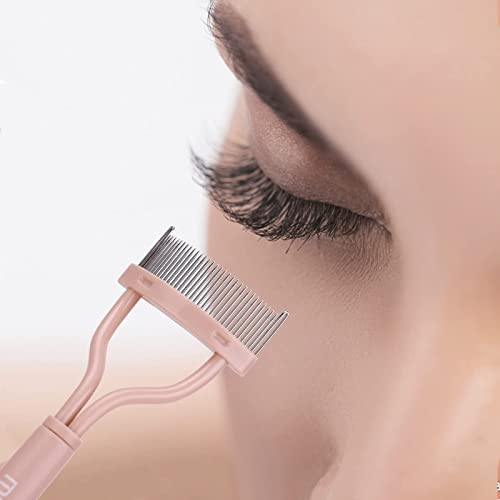 Eyelash Separator Eyelash Comb Lash Separator Tool MSQ Mascara Brush Eyelash Brush Separator Mascara Comb Arc Designed Mascara Applicator With Cover Naked Pink (1PCS)