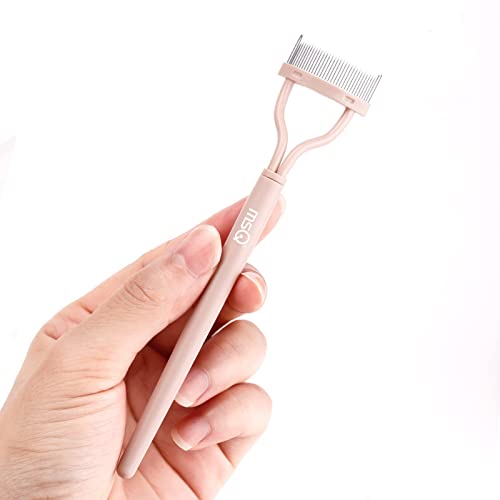 Eyelash Separator Eyelash Comb Lash Separator Tool MSQ Mascara Brush Eyelash Brush Separator Mascara Comb Arc Designed Mascara Applicator With Cover Naked Pink (1PCS)