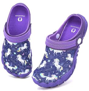 kids clogs sandals barefoot shoes boys girls beach slippers lightweight outdoor summer water shoes purple unicorn 4.5