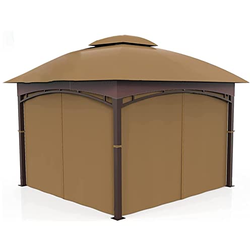 Gazebo Universal Replacement Privacy Curtain 4-Panels sidewall with Zipper (ONLY Curtain) (12' x 12', Khaki)