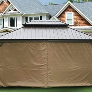 Gazebo Universal Replacement Privacy Curtain 4-Panels sidewall with Zipper (ONLY Curtain) (12' x 12', Khaki)