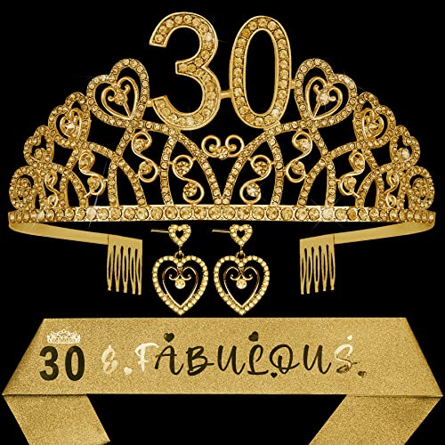 30th Birthday Gifts for Women,30th Birthday Tiara and Sash,30 and Fabulous,30th Birthday Crown,30th Birthday Decorations for Women,30th Birthday Party Favor,30th Birthday Supplies,30th Bday Tiara