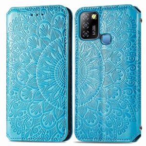 zxl magnetic pu wallet case and protector credit card holder flip leather with stand function cell phone cover for infinix smart 5 blue
