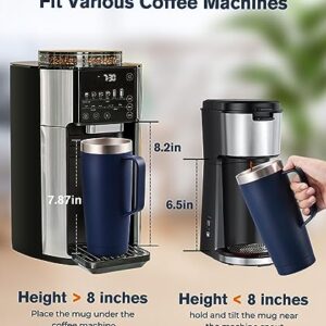 LyriFine Travel Mug with Handle, Od335 24oz Insulated Coffee Mug with Lid, Travel Mugs for Hot and Cold Double-Wall Vacuum Stainless Steel & Sliding Lid for Daily Life, Travel, Office, Blue
