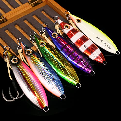 Slow-Pitch-Jigs-Saltwater-Jigging-Lures-Butterfly-Jigs Lead Iron Knife Jig for Tuna Mackerel Salt Water Fishing Spoon Lure Offshore Deep Sea Ocean Heavy Metal Jig 75g – 220g