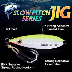 Slow-Pitch-Jigs-Saltwater-Jigging-Lures-Butterfly-Jigs Lead Iron Knife Jig for Tuna Mackerel Salt Water Fishing Spoon Lure Offshore Deep Sea Ocean Heavy Metal Jig 75g – 220g