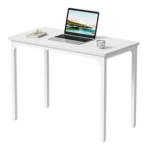 cubicubi computer desk, 32 inch home office writing study desks, small pc table, modern simple style for space-saving, white