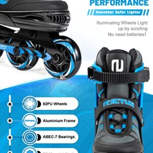 Nyctus Inline Skates for Girls Boys Kids, Adjustable Roller Blades for Children Teens Women Men with Light Up Wheels for Indoor Outdoor