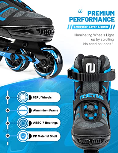 Nyctus Inline Skates for Girls Boys Kids, Adjustable Roller Blades for Children Teens Women Men with Light Up Wheels for Indoor Outdoor