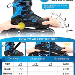 Nyctus Inline Skates for Girls Boys Kids, Adjustable Roller Blades for Children Teens Women Men with Light Up Wheels for Indoor Outdoor