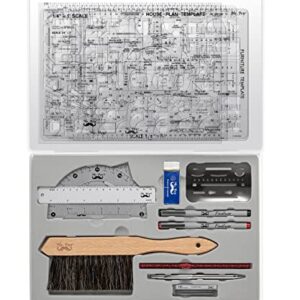 Mr. Pen- Professional Geometry Set, 17 Pcs, Architect Compass and Protractor Set, Interior Design Drafting Tools, Scale Ruler, Drawing Stencils, Metal Ruler