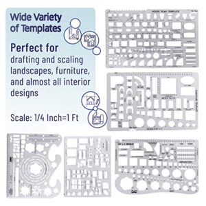 Mr. Pen- Professional Geometry Set, 17 Pcs, Architect Compass and Protractor Set, Interior Design Drafting Tools, Scale Ruler, Drawing Stencils, Metal Ruler