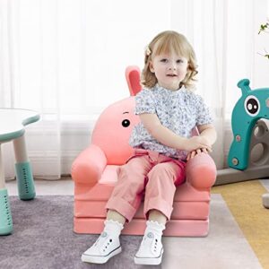 DOFIMATE 2 in 1 Pink Kids Toddler Couch Fold Out, Plush Kids Chair for Girls Toddlers Sofa Personalized Baby Couch Flip Open Mini Couch Baby Sofa Bed Chair for Toddlers Girls 0-3