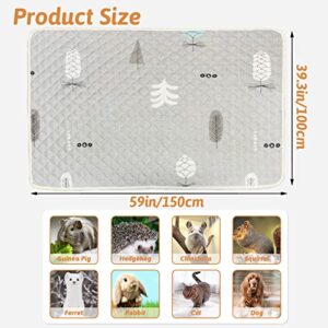 BNOSDM 2 Packs Large Guinea Pig Cage Liner Washable 59" x 39.3" Reusable Rabbit Cage Liners Washable Absorbent Small Animal Fleece Cage Liner for Rabbit Chinchilla Hedgehog Cat Dog (Pineapple)