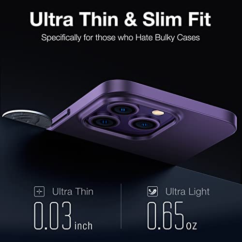 TORRAS Slim Fit Designed for iPhone 14 Pro Max Case 6.7 inch, Ultra-Thin, Lightweight Hard PC Cover, Purple, OriginFit