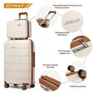 Joyway Luggage Carry-On Suitcases 20" Lightweight Polypropylene Carrying Case with TSA Lock,Rigid Luggage with Swivel Wheels,14" Cosmetic Bag & 7" Small Bag