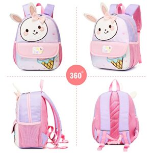 Reqinqin Cute Waterproof Toddler Backpack Girls for Boys 3D Animal Cartoon Rabbit Girls kids Bag for Baby Suitable for 1-5 Years Kids Backpack for Girls Travel（Little White Rabbit）