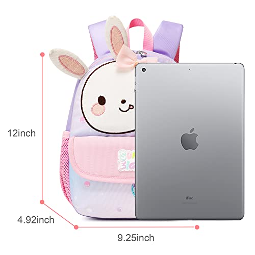 Reqinqin Cute Waterproof Toddler Backpack Girls for Boys 3D Animal Cartoon Rabbit Girls kids Bag for Baby Suitable for 1-5 Years Kids Backpack for Girls Travel（Little White Rabbit）