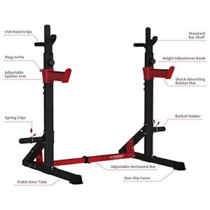 HARISON Multifunction Squat Rack with Adjustable Weight Bench, Heavy Duty Barbell Rack with Pull Up Bar Station for Home Gym