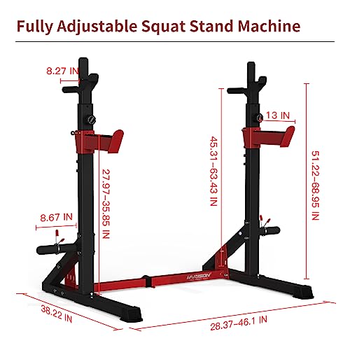 HARISON Multifunction Squat Rack with Adjustable Weight Bench, Heavy Duty Barbell Rack with Pull Up Bar Station for Home Gym