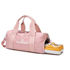 Kysaxnun Small Pink Gym Travel Duffle Bag for Women with Shoe Compartment for Sports Boxing